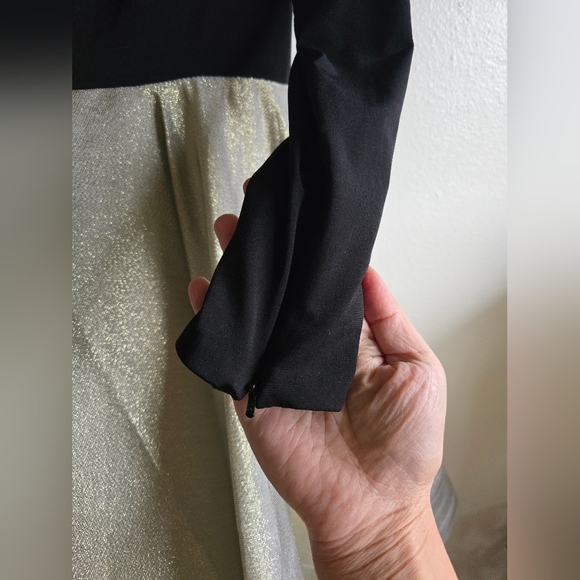 IEENA FOR MAC DUGGAL, Black & Gold One Shoulder A-Line Dress, Size 4, NWT! - Picture 6 of 14